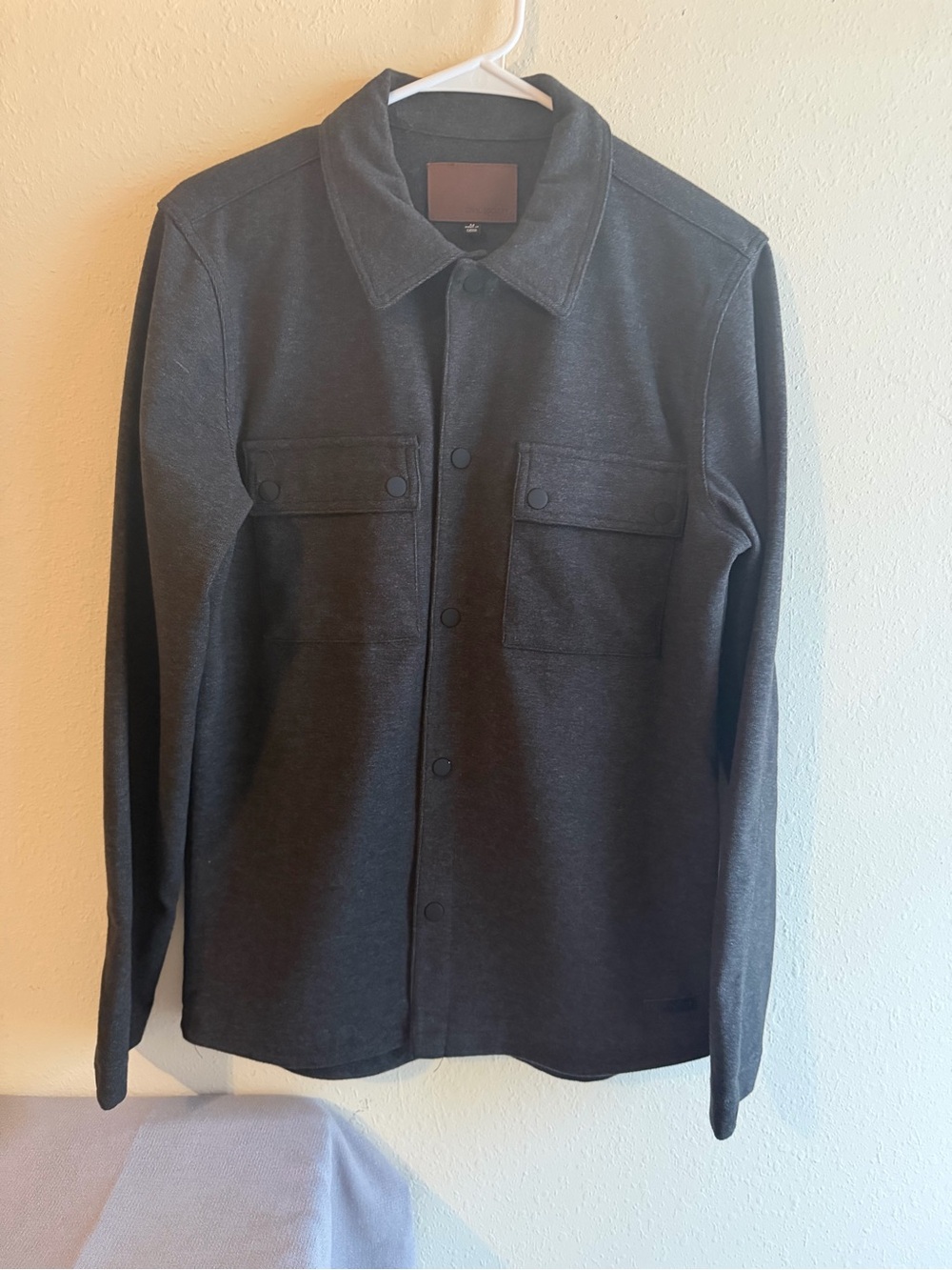 Society Men's Charcoal Gray Button-Front Shirt Jacket
